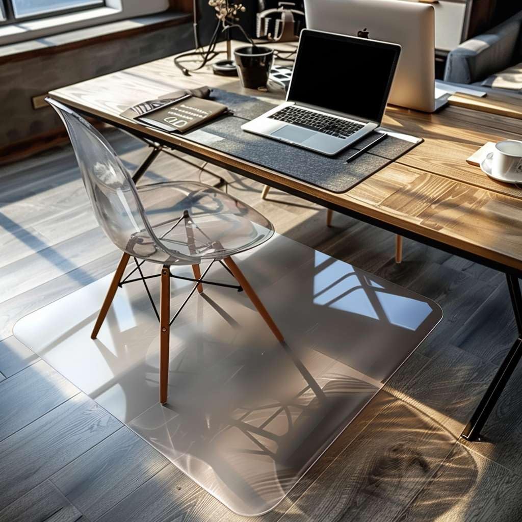 Nicoman Frosted (Semi-Clear) Chair Mat, Non-Slip PVC Wooden Floor Protector Mat with Round Edge