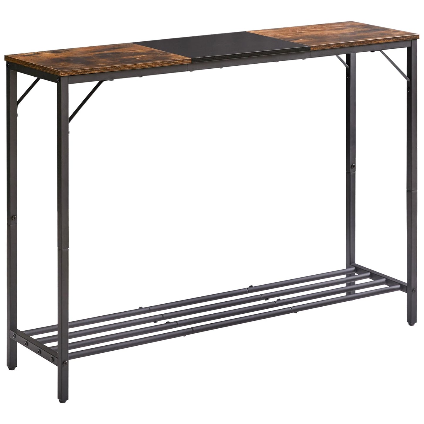YMYNY Console Table Narrow Sofa Table Rustic Brown and Black HST006HB