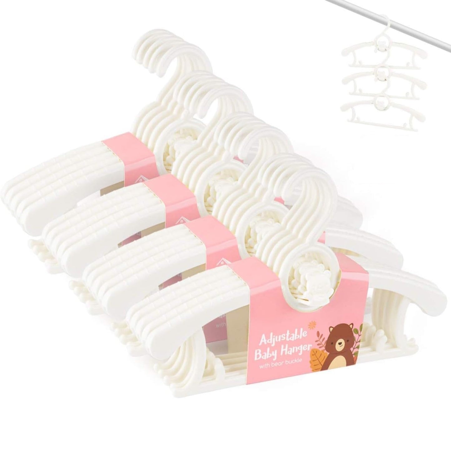 Baby Hangers for Closet 20pcs, HGYZE White Kids Clothes Hanger Plastic, 11-14" Adjustable Bulk Perchas for Newborn