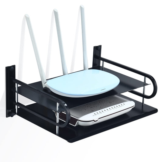 HNVNER Wall Mounted Projector Shelf Metal Router Rack DVD Player Bracket, Floating Wall Shelves For TV Components Such as Cable TV Box/Sky Box/Media