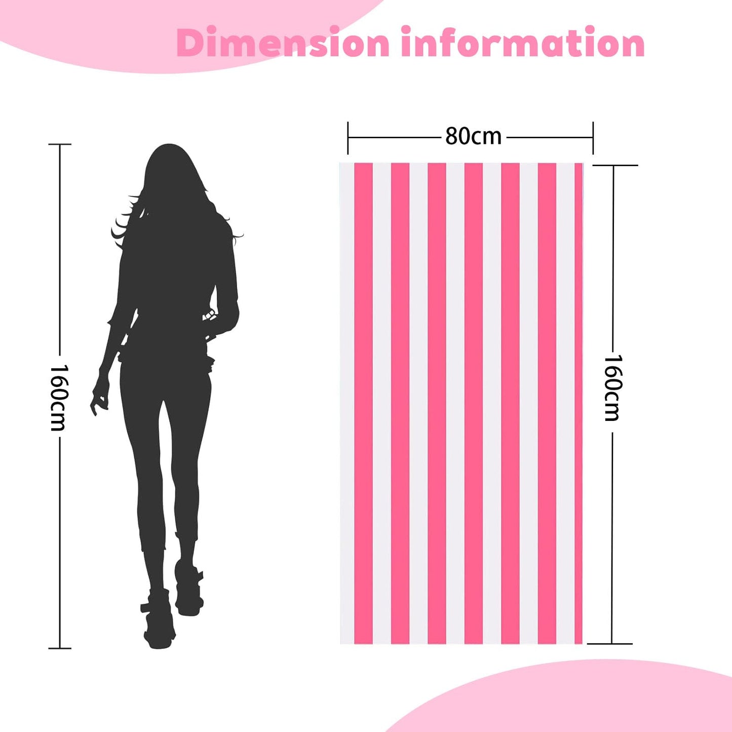 Pink Stripe Large Beach Towel,Microfibre Beach Towel,160x80cm Extra Large Sand Free Beach Towels for Adults,Soft and Lightweight Quick Dry Beach