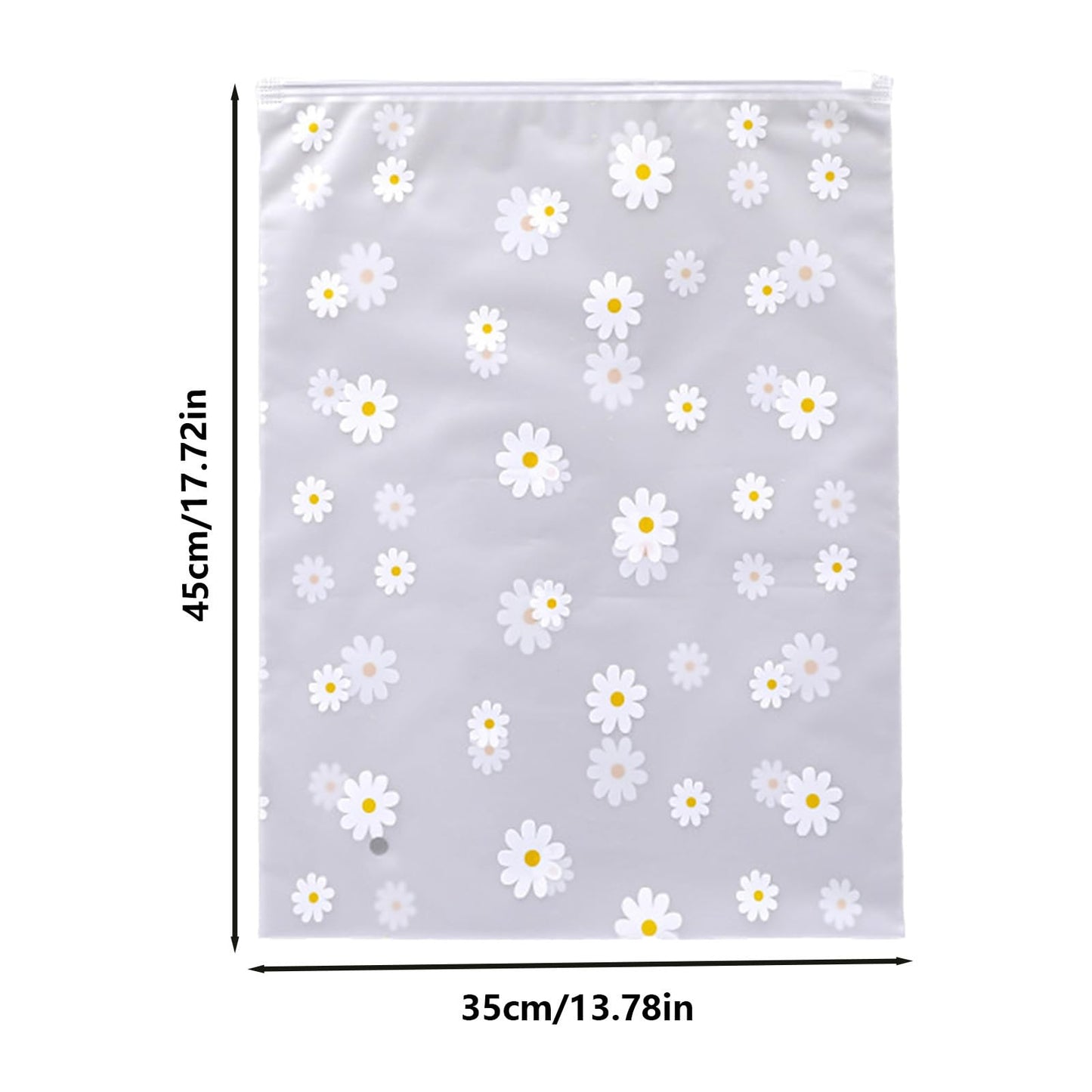 Boxonly Daisy Zipper Storage Bags, Reusable Waterproof PEVA Plastic Pouches for Clothes, Shoes, Toiletries - 14" x 18" / 35 x 45 cm - 12 Pcs