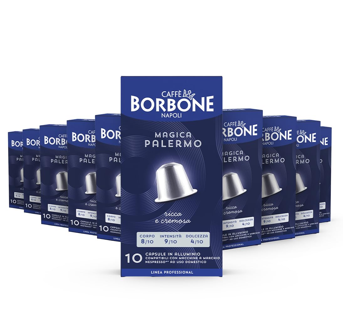 CAFF? BORBONE Miscela "Magica Palermo" - 100 Aluminium Coffee Capsules (10 packs of 10) - Compatible with Nespresso* Coffee Machines for domestic use
