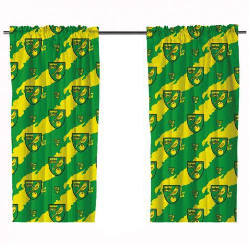 Norwich City FC, Polycotton, Green & Yellow, 54" Drop Curtains