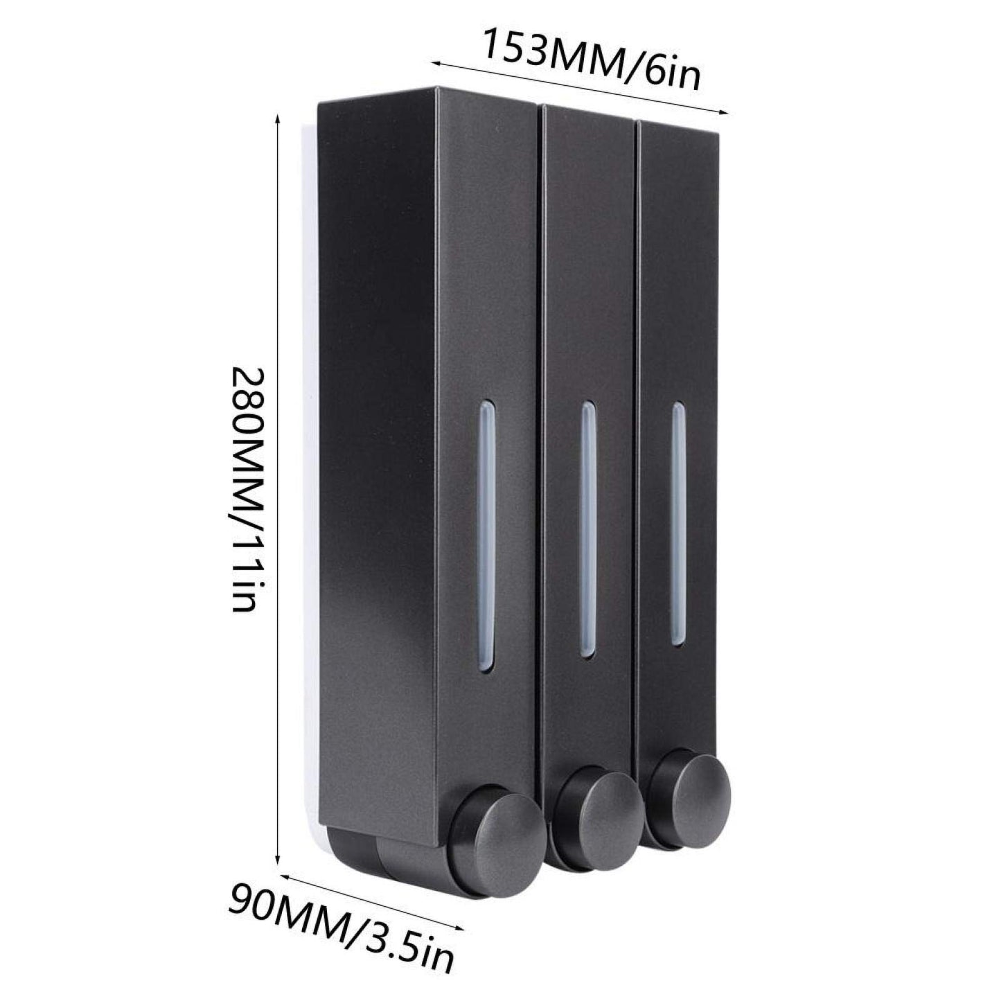EBTOOLS Soap Dispenser, Triple Manual Shower Dispenser Wall-mounted Manual Hand Sanitizer Dispenser Shampoo Lotion Pump Bottle for Toilet Bathroom