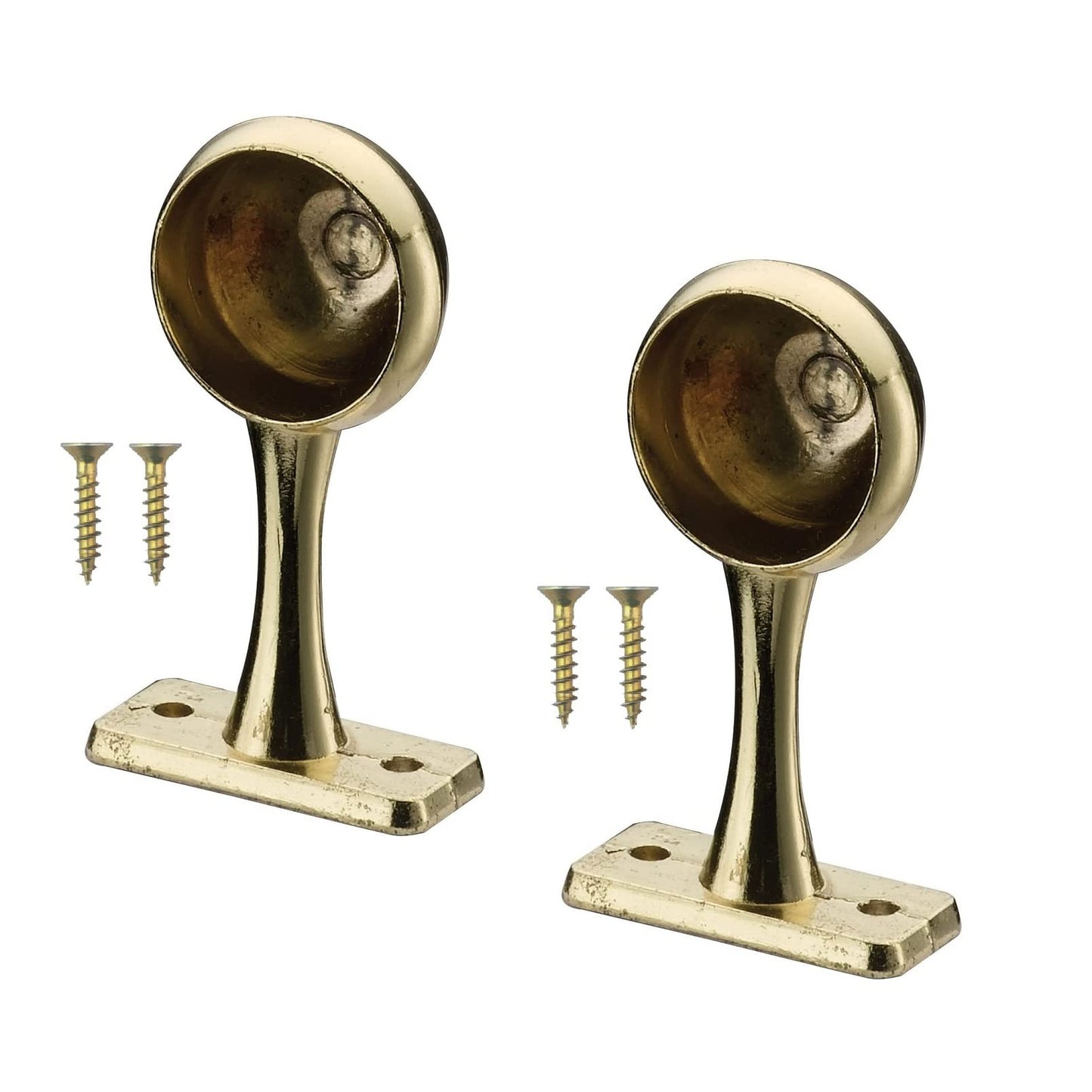 TERF® Polished Brass Curtain Pole End Bracket 25mm Curtain Rail Ceiling and Wall Mount Rod Holder Wardrobe Shower Curtain Closet Lever Rail Pole End