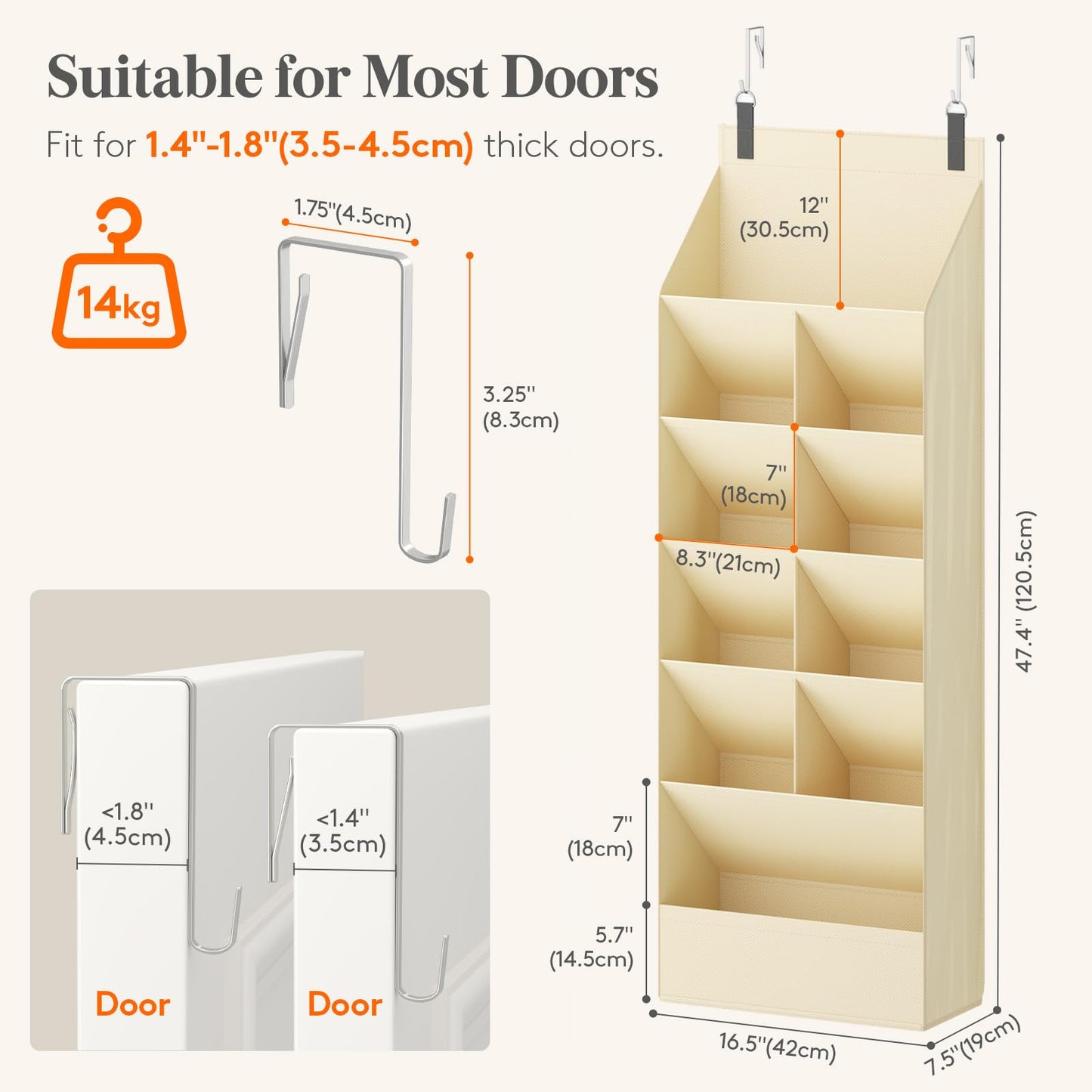 Lifewit 6 Tier Over the Door Shoe Organisers with 11 Deep Pockets, Fabric Hanging Wall Mounted Shoes Rack Behind Door Storage Organizer for Boots