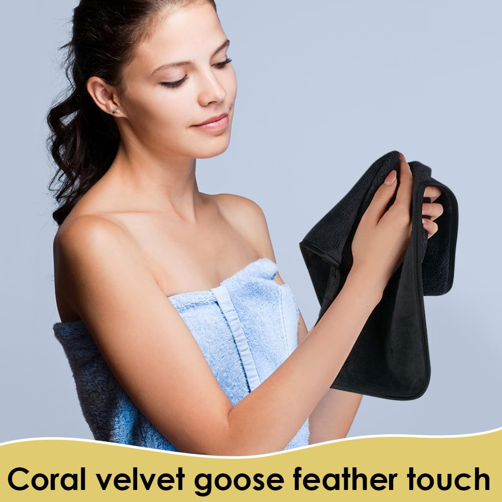 VIVOTE Black Hand Towel with Hanging Loop Small Hand Towels for Bathroom