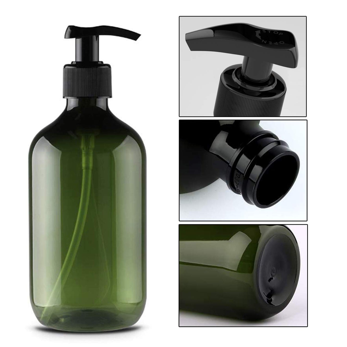 Alledomain 2PCS 500ml/17oz Empty Refillable Plastic Lotion Pump Bottles, Shampoo Body Washing Cream Shower Gel Storage Holder Container Toiletries