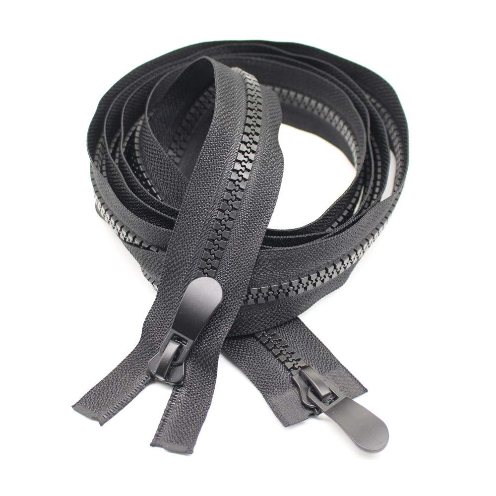 YaHoGa 150 cm #8 Zip Plastic 2 Way Separable Black Zip for Coat Jackets (RZTW 150 cm)