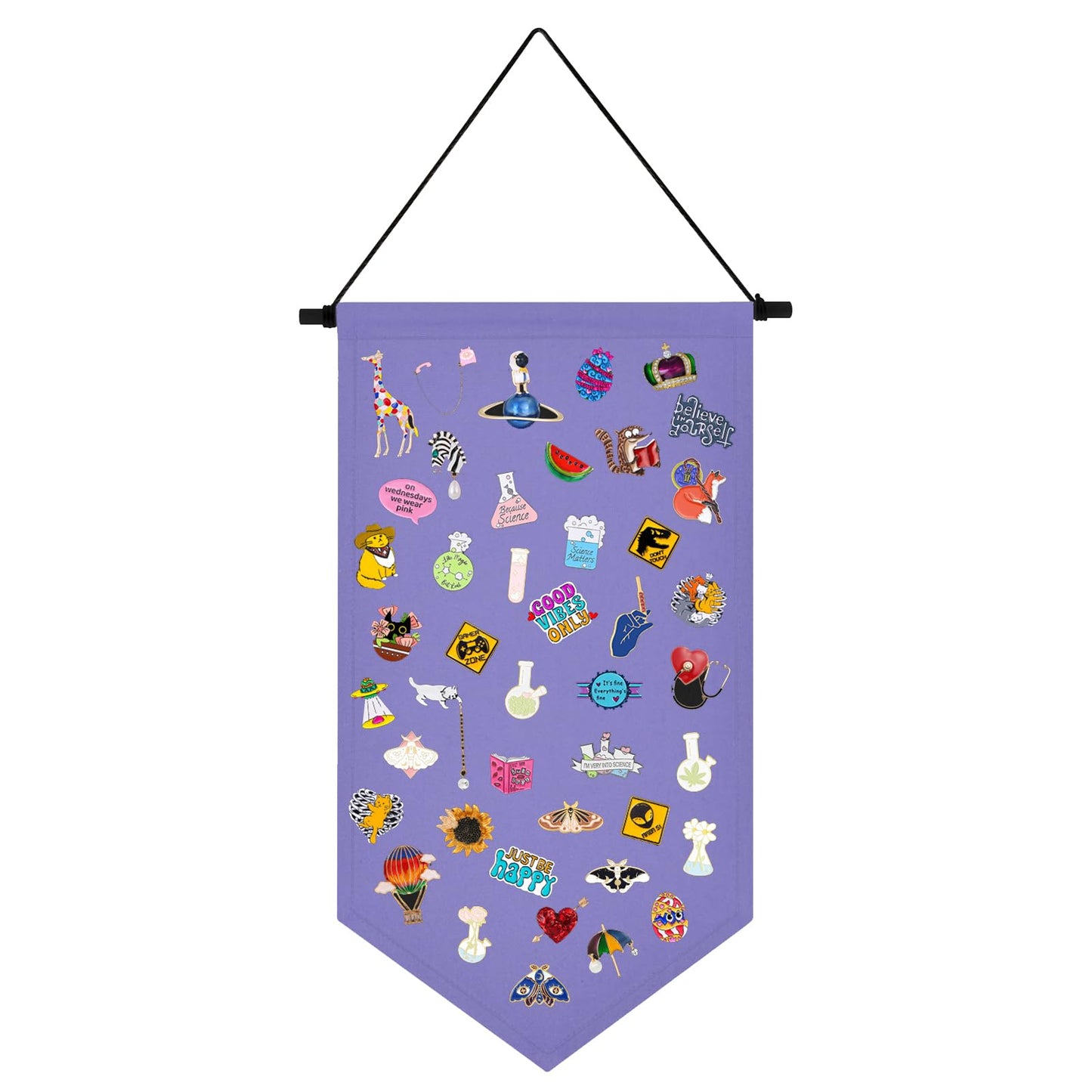 Kunyeah Wall Hanging Brooch Organizer Storage Case Colorful Canvas Pin Board Stand Enamel Pin Badge Hanging Holder Display Banner Earrings Collection