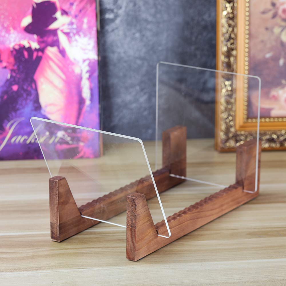 Tincogo Vinyl Record Storage Holder Record Stand Album Storage Display Stand-Store and Holds Up to 50 Albums,DVDs,or CDs-Solid Pine Wood with Crystal