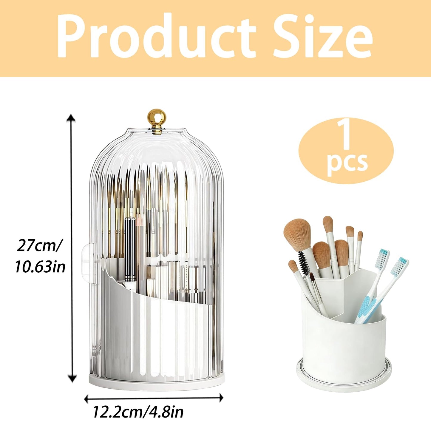 Rotating Toothbrush Holder with Cover, Dustproof Toothbrush Storage, Toothbrush Organiser for Travel and Home Use