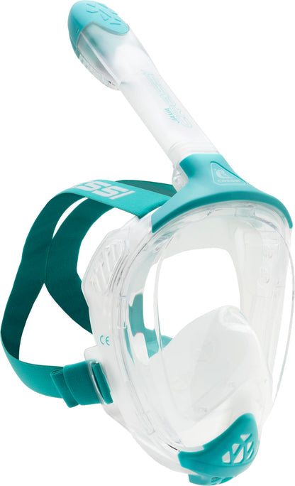 CRESSI Java Full Face Mask Clear/Aquamarine L/XL-Unisex Full Face Snorkel Mask, Ultra Clear Anti Fog Lens, 100% Silicone, Snorkel Dry with Safety