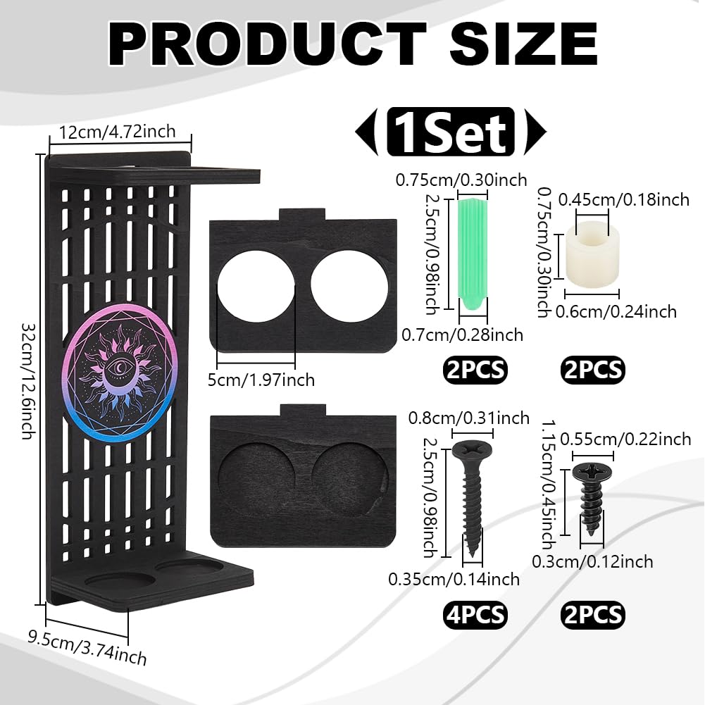 UNICRAFTALE Lightsaber Walls Mount Rack Wood Wall Mounted Sword Racks Black Rectangle Sun Pattern Vertical Lightsabers for Most Lightsaber Displays