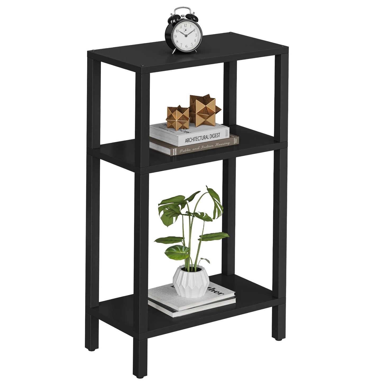 TUTOTAK Small Side Table, Narrow End Table, Skinny Sofa Table, Slim Nightstand, Couch Table, Living Room, Bed Room, Black TB01BK077EU