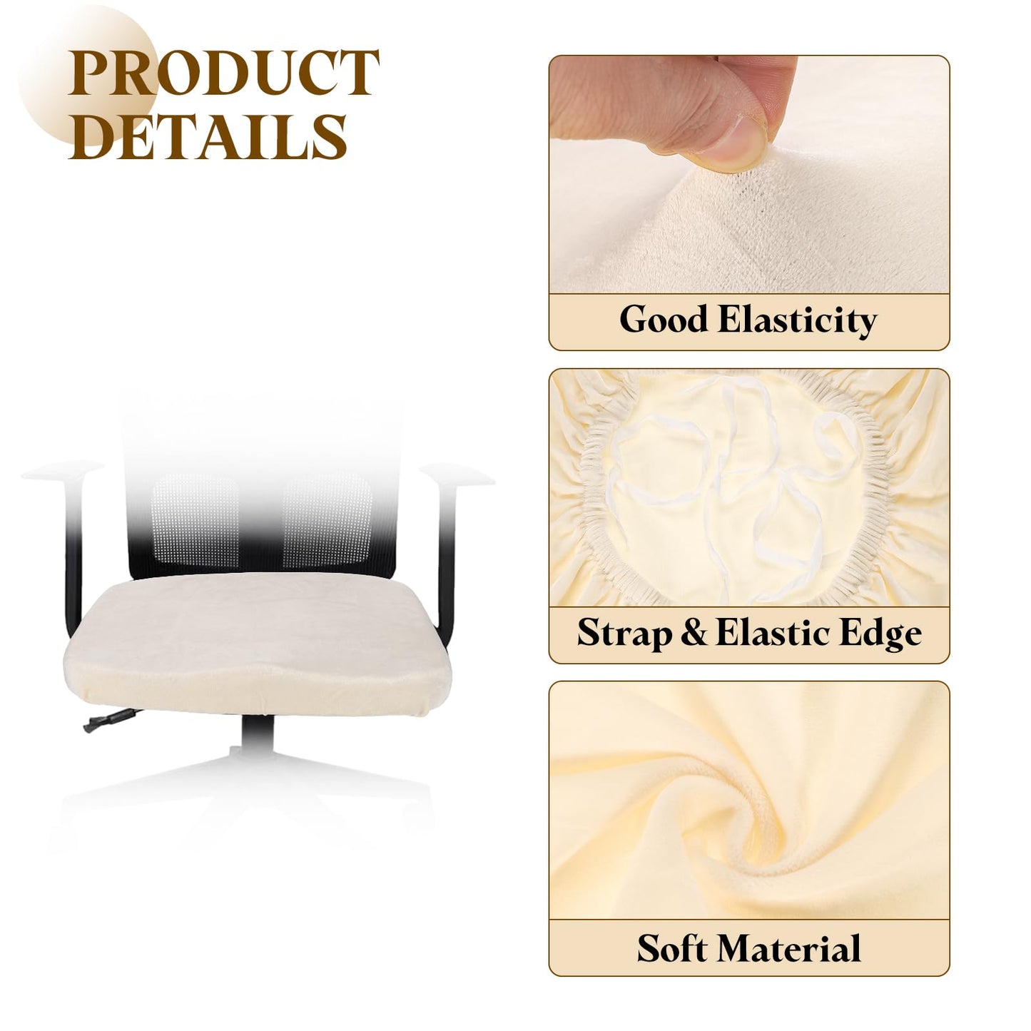 sourcing map Office Chair Cover, Stretchable Soft Rotating Chair Slipcover Washable Desk Computer Seat Cover Protector for Office Home, L(45-48cm)
