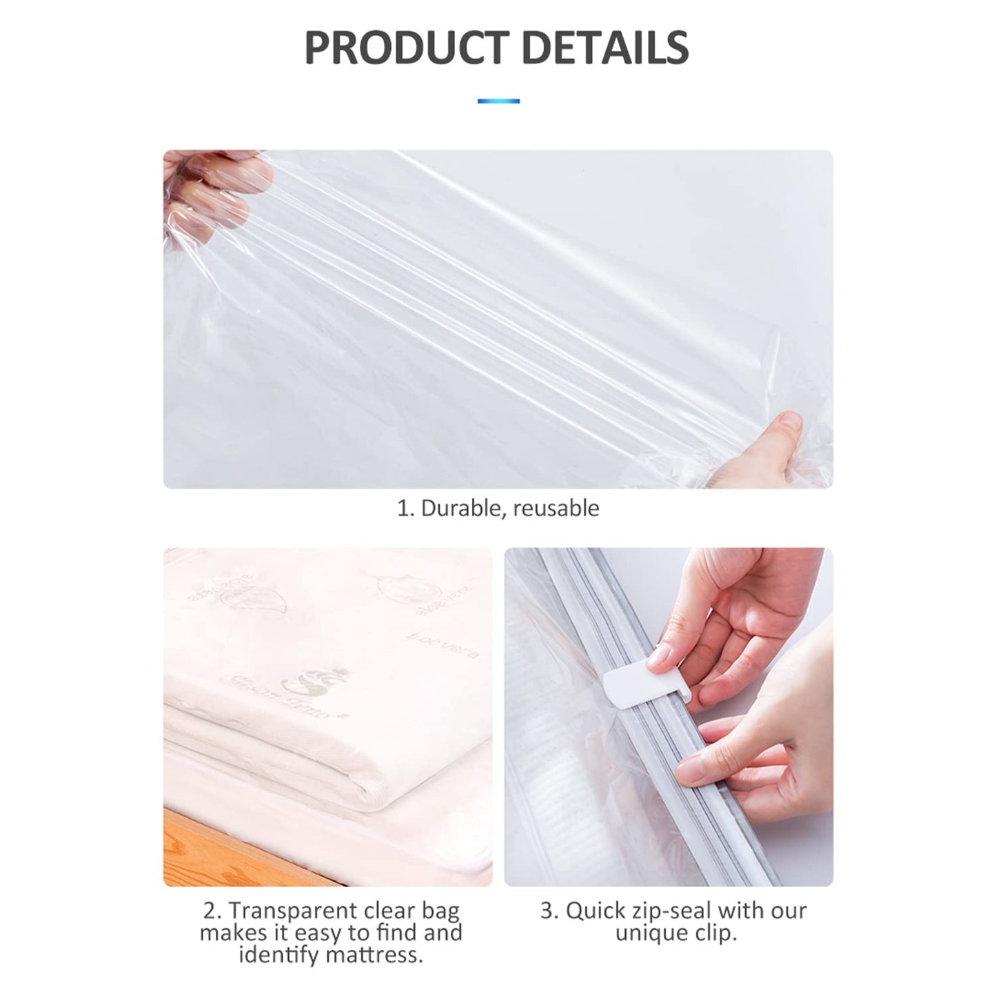 Large Vacuum Storage Bags for Mattress Clothes Waterproof Sealable Reusable Space Saver Bags, Compress Mattress By 80%, No Vacuum Pump 86.7 * 39.3in