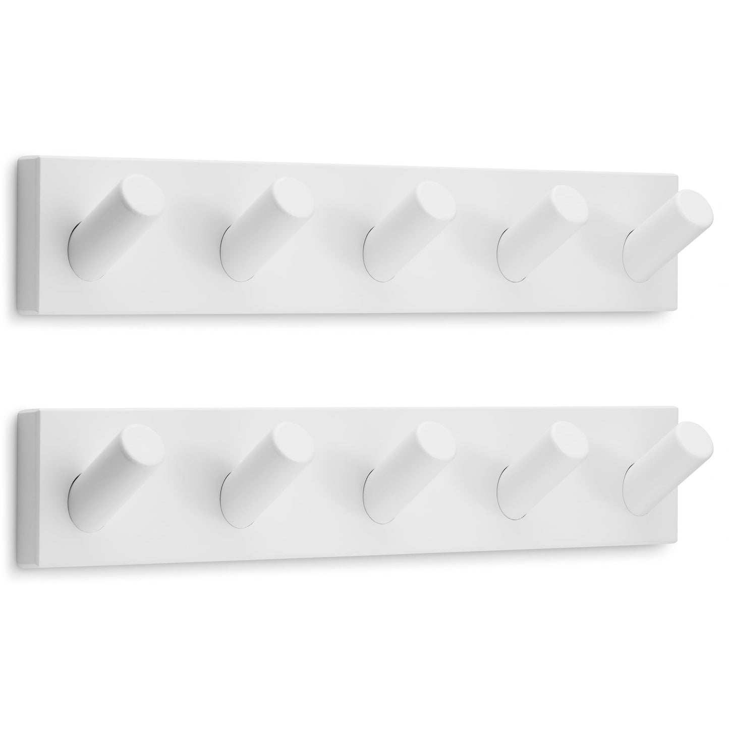 LARHN White Wall-Mounted Coat Rack, 2-Pack - 5 Coat Hooks, 42cm