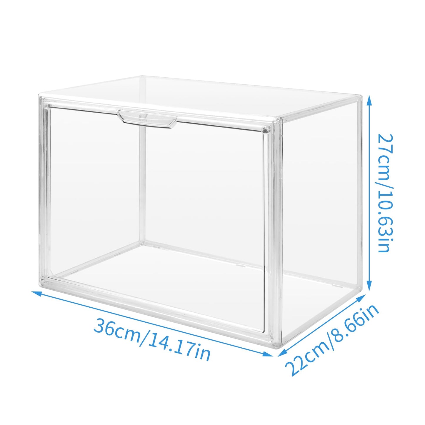 Daelesr Plastic Handbag Storage Organizer, Storage Boxes Drawer Clear Organiser Container Stackable, 36x22x27cm, Acrylic Display Case for Book, Purse