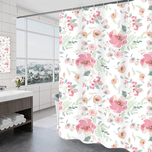 GONOVE Shower Curtain 180 x 200cm Mildew Resistant Waterproof Thicken Polyester Fabric Rose Flowers Bathroom Shower Curtain Liner Long Washable Bath