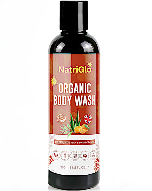 NatriGlo Organic Tea Tree Body Wash for Sensitive Skin, Ringworms, Itch, Body Odour| Natural Body Wash for Dry Skin |Shower Gel for Women & Men