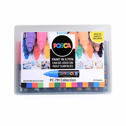 POSCA PC-7M Permanent Marker Paint Pens. Broad Bullet Tip for Art & Crafts. Multi Surface Use On Wood Metal Paper Canvas Cardboard Glass Fabric