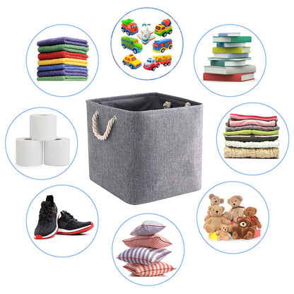 Mangata 30x30x30cm Cube Storage Boxes 4Pcs Gray Foldable Organiser Baskets