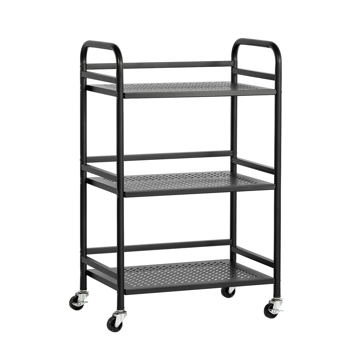 HDANI Serving Trolley,3-Tier Metal Trolley,Black,48x30x75cm Mesh