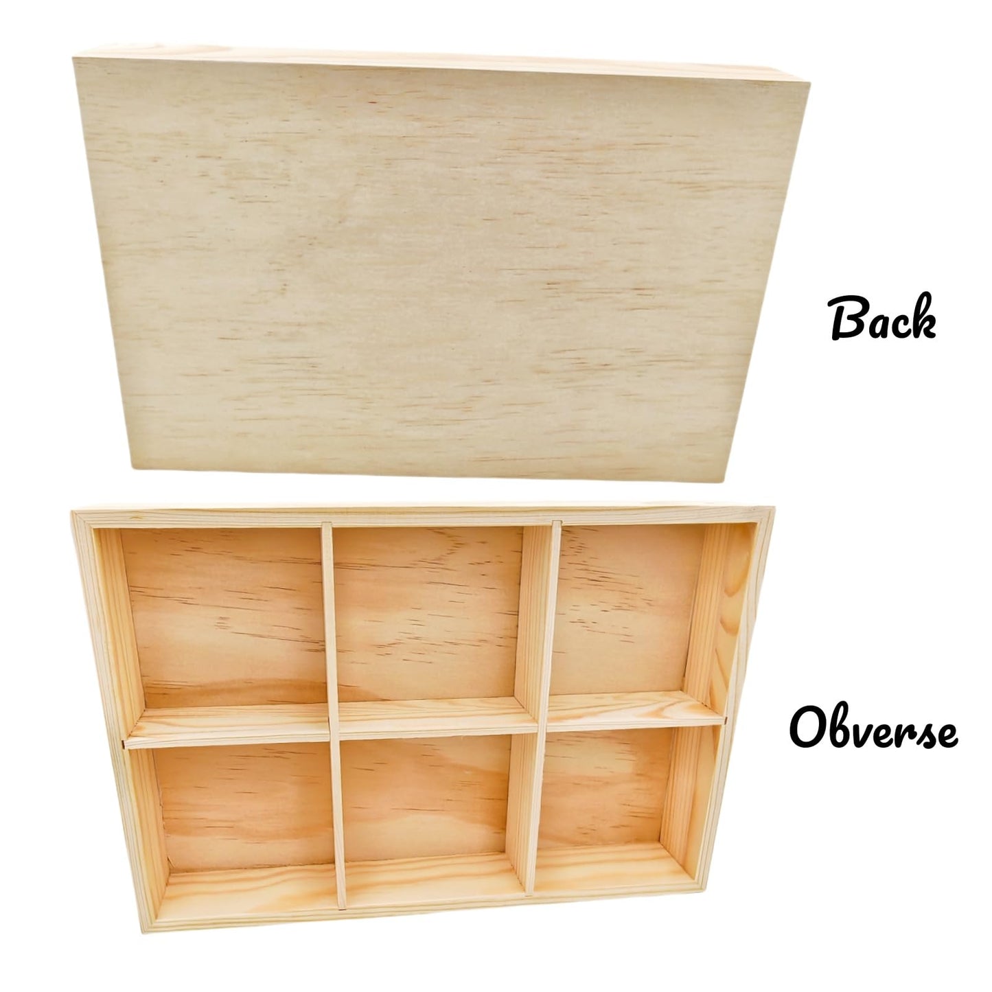 Anktily Unfinished Wooden Storage Divider Box, Showcase Display Box for 6 Compartments, Socks Organizer, Underwear Storage Case