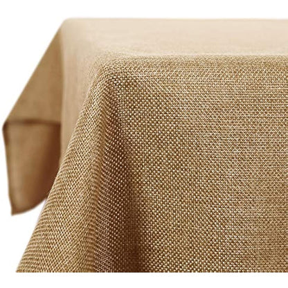 Deconovo Tablecloth Wipeable Plain Faux Linen Table Cover for Kids Painting 55x95in(140x240cm) Golden Brown