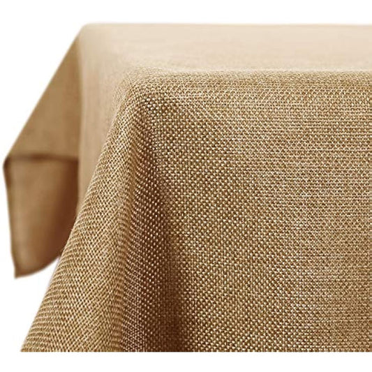 Deconovo Tablecloth Wipeable Plain Faux Linen Table Cover for Kids Painting 55x95in(140x240cm) Golden Brown