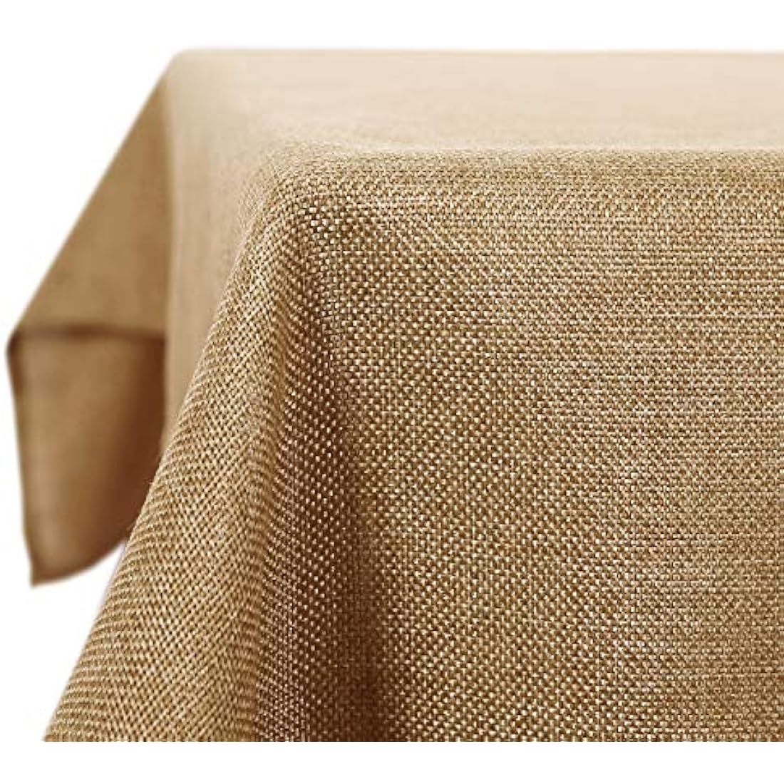 Deconovo Tablecloth Plain Wipeable Faux Linen Table Cover for Painting 51x63in(130x160cm) Golden Brown