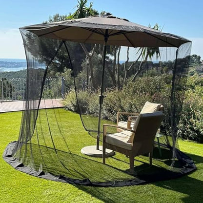 Mosquito Net for Umbrella 9.2 FT | Large Sizes & Fabric Designed for Outdoors | Insect House Screen Netting for Patio, Porch & Garden Terrace | Outside Canopy Bug & Fly Protection Enclosure