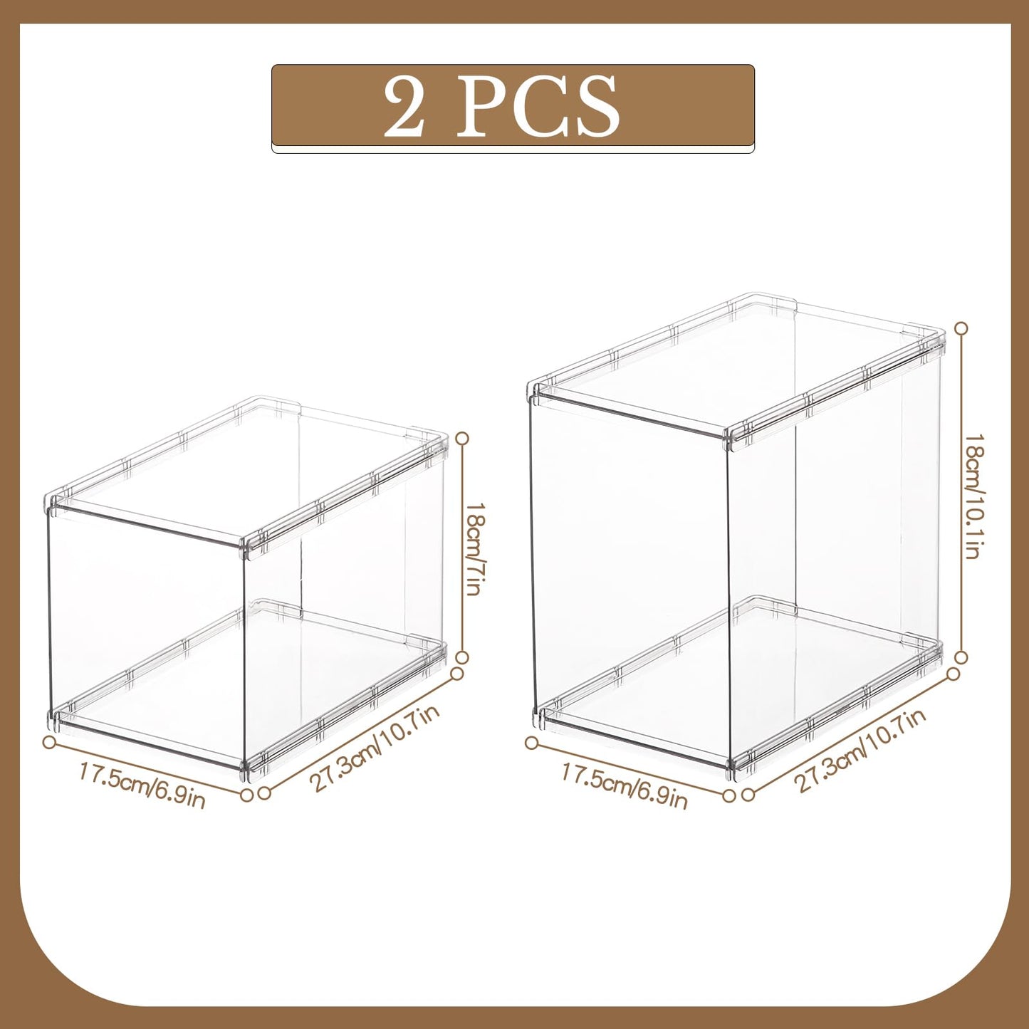 Fangoo 2 Pack Stackable Purse Bags Organizer for Closet Clear Acrylic Handbag Organizer Storage Boxes Display Case Kitchen Cupboard Bathroom