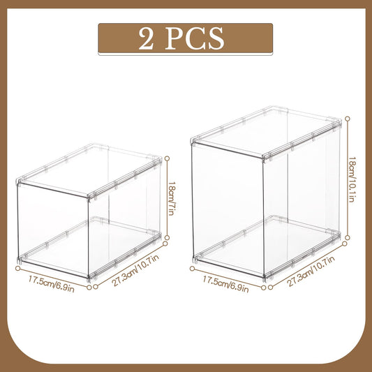 Fangoo 2 Pack Stackable Purse Bags Organizer for Closet Clear Acrylic Handbag Organizer Storage Boxes Display Case Kitchen Cupboard Bathroom