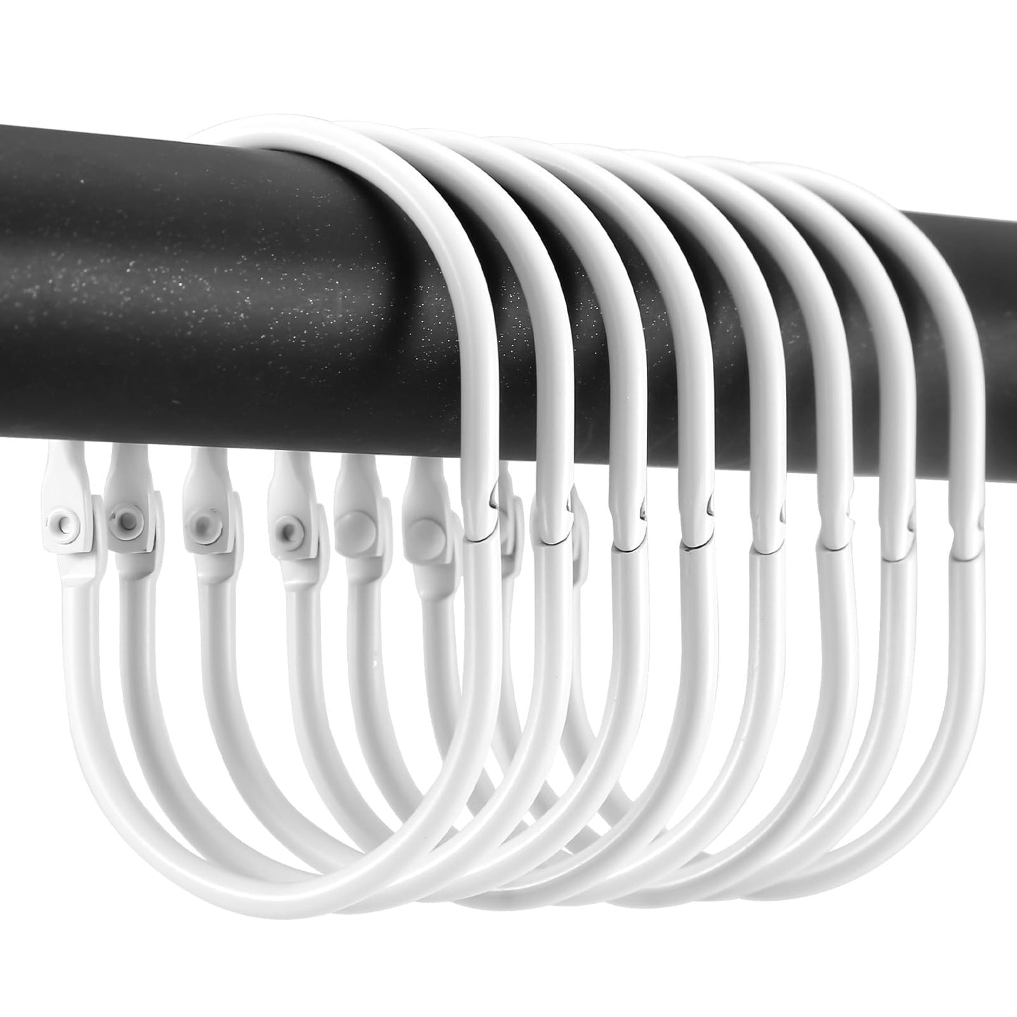 Goowin Shower Curtain Hooks, 12 Pcs Shower Curtain Rings Rust Proof Metal Oval Rings Clasp Closed Shower Curtain Rings for Bathroom Shower Rods