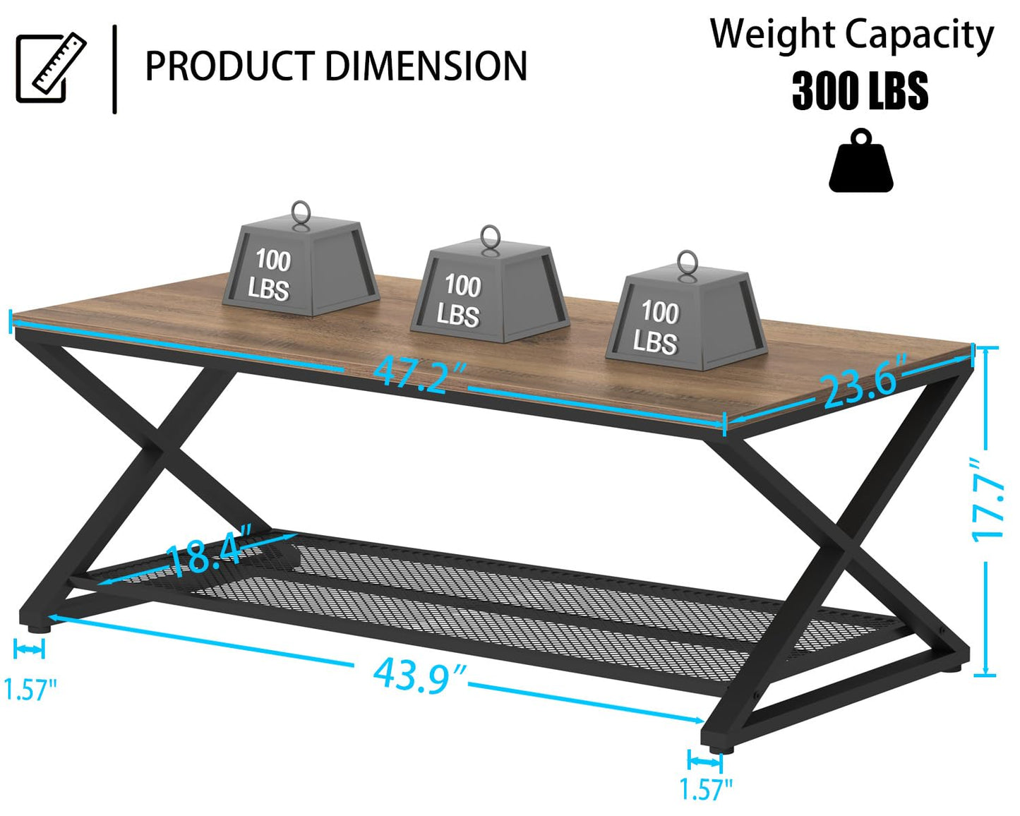LVB Coffee Table for Living Room Coffee Tables With Storage 120cm Light Oak