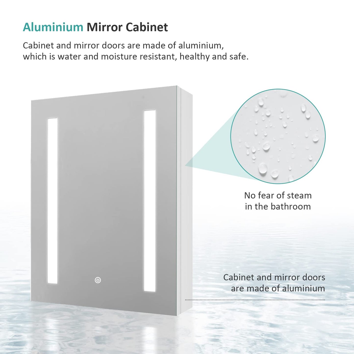 EMKE Led Bathroom Mirror Cabinet, Bathroom Wall Mirror Cabinet with Led Lights with Shaver Socket, Illuminated Mirror Cabinet with Dimmable