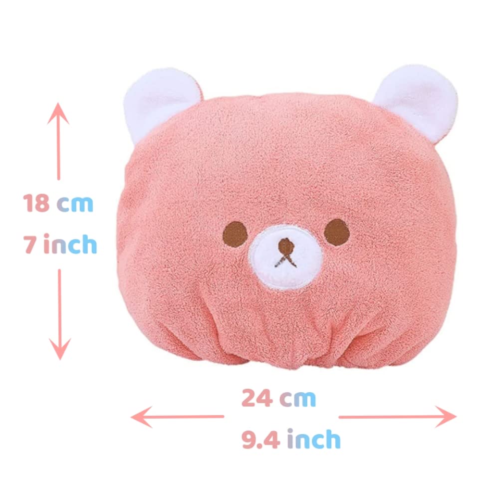 JLEivvi 2PCS Bath Caps, Absorbent Hair Drying Wrap Towel Hair Towel Wrap ，Cute Bear Dry Hair Caps Hair Drying Wrap Towel Bath Head Wrap Drying Turban