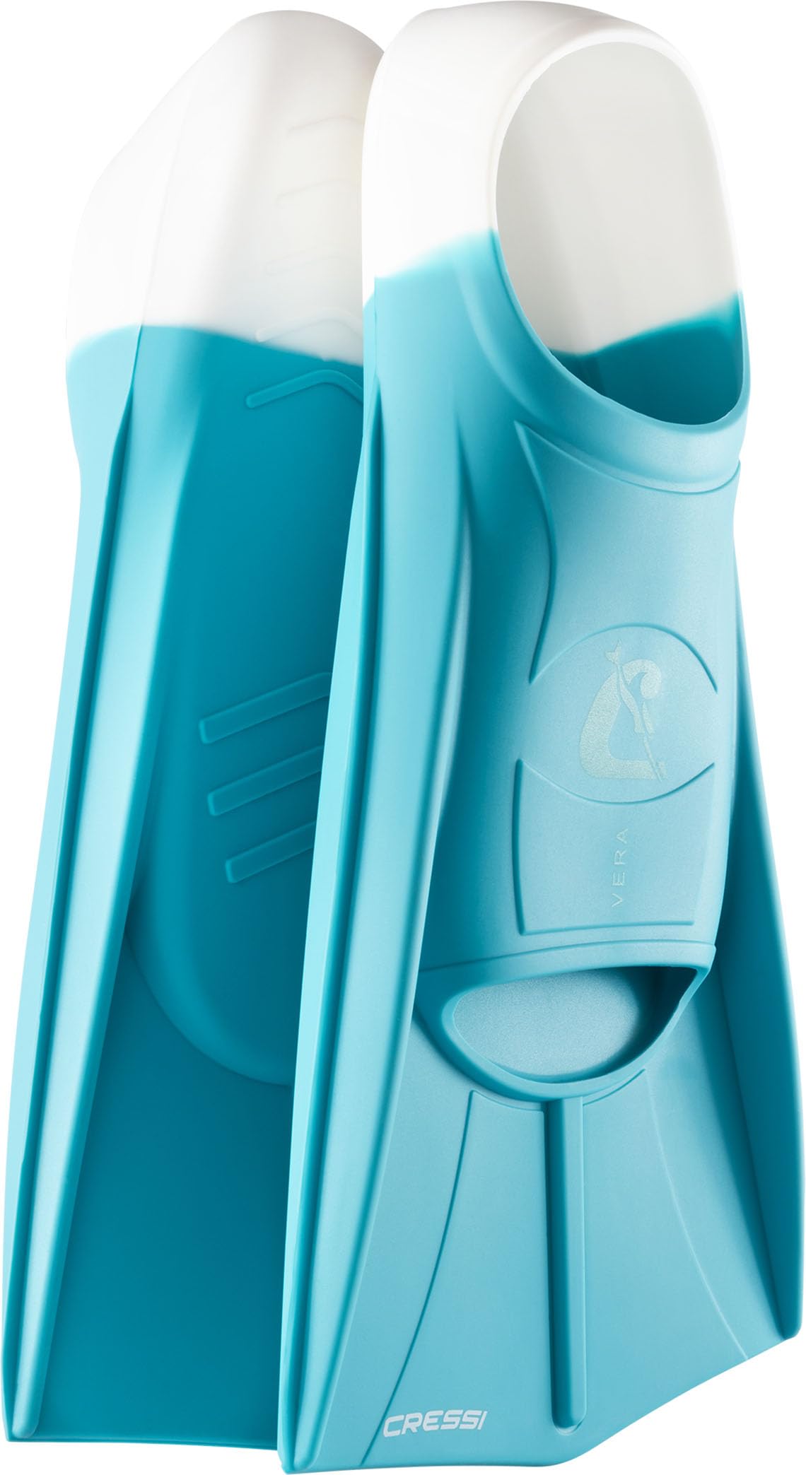 CRESSI Vera Fins Aquamarine/White L-Unisex 100% Silicone Short Fins Closed Shoe Design, for Swimming, Open Water Training, Swimming Pool, Snorkelling,