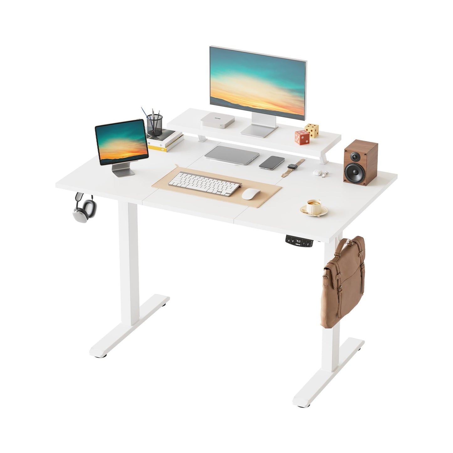 Klicelor Eletric Height Adjustable Desk, Movable Monitorstand, 120x60cm