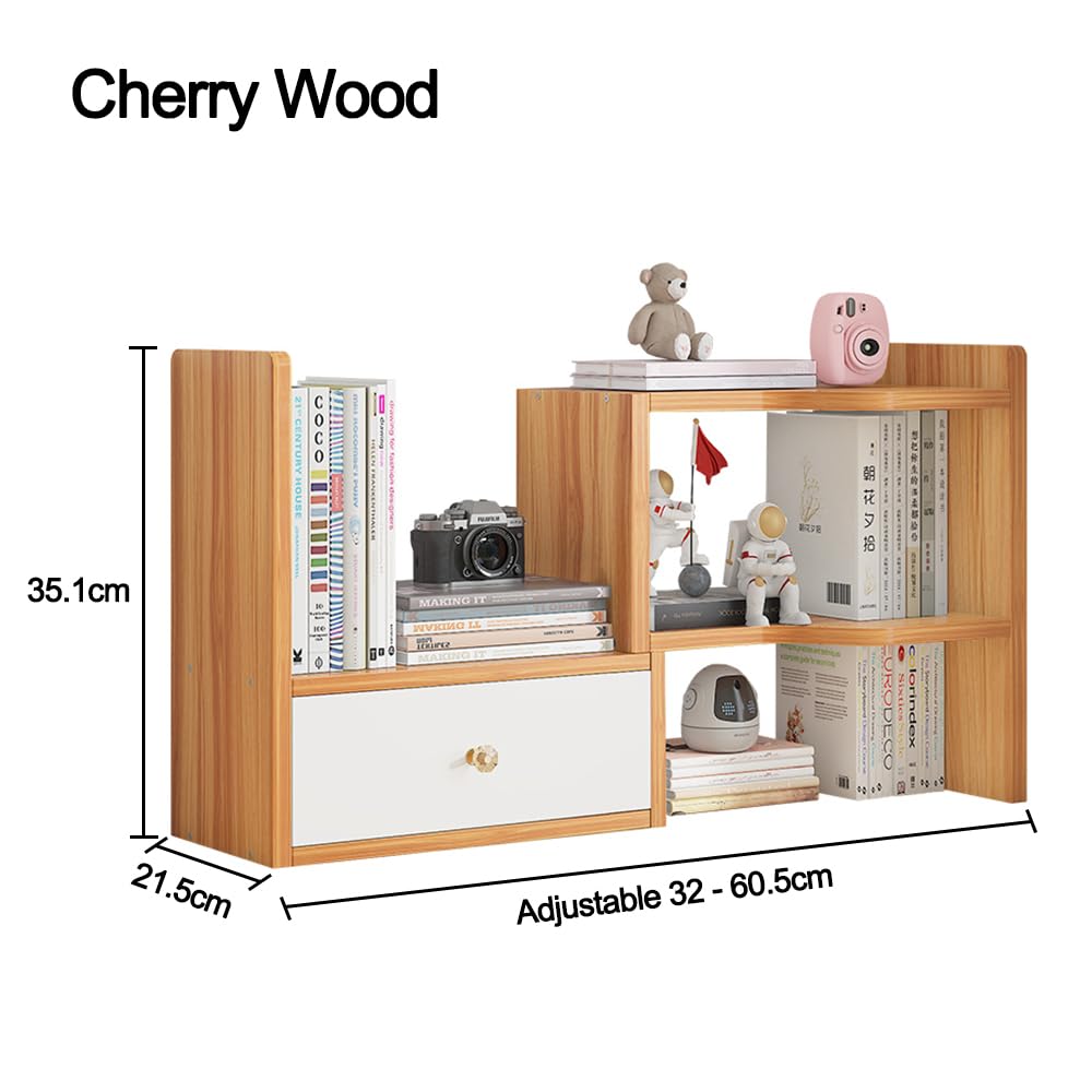 Expandable Desktop Bookshelf, Freestanding Adjustable Office Storage Rack