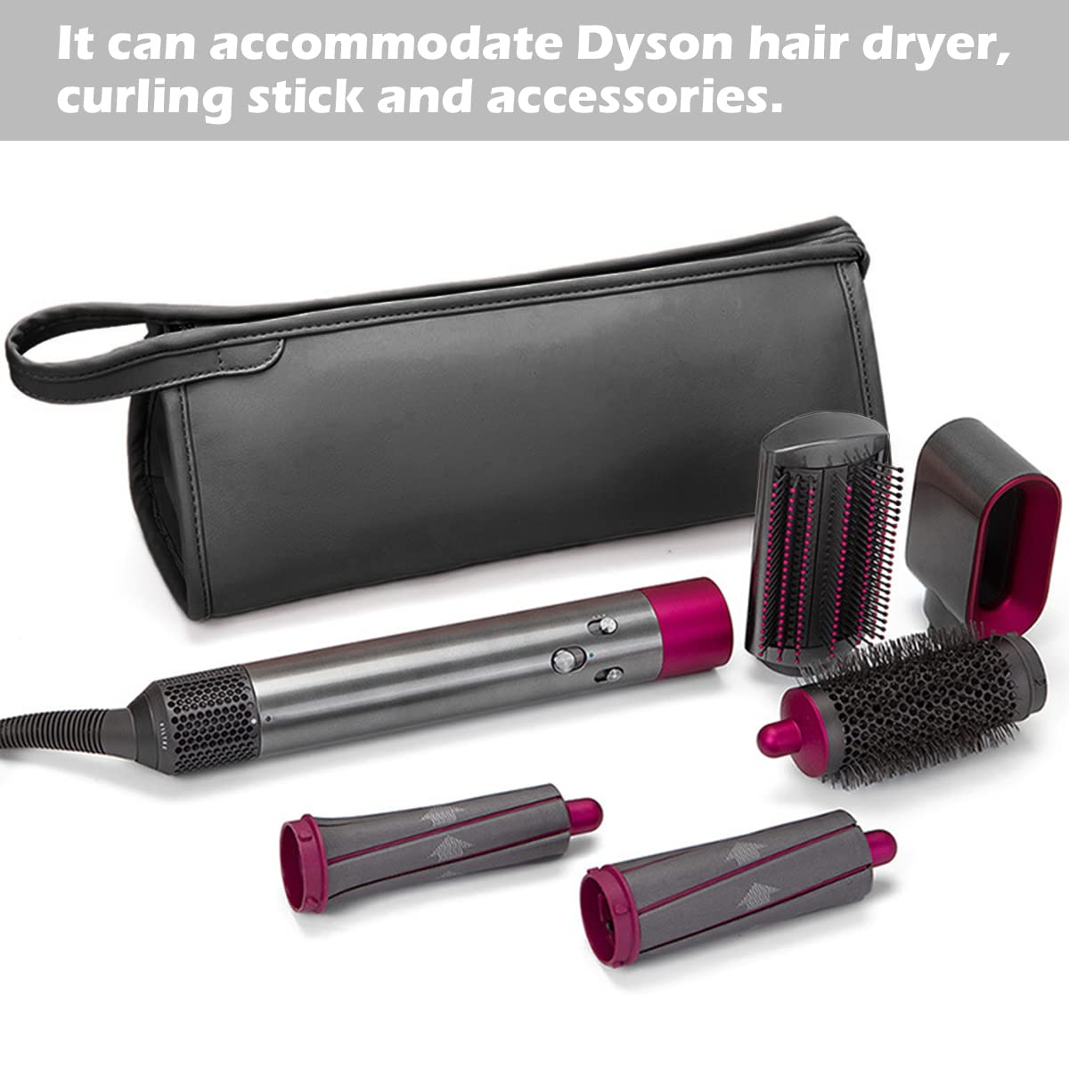 PU Leather Portable Travel Case Storage Bag for Dyson Airwrap Styler Protective Carrying Case for Dyson Supersonic Hair Dryer Waterproof Travel