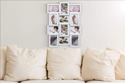 ARPAN Multi Aperture Picture Wooden Photo Frame Holds 12 x 6 x4 Photos, Collage Picture Wall-Mounted Frame (White)