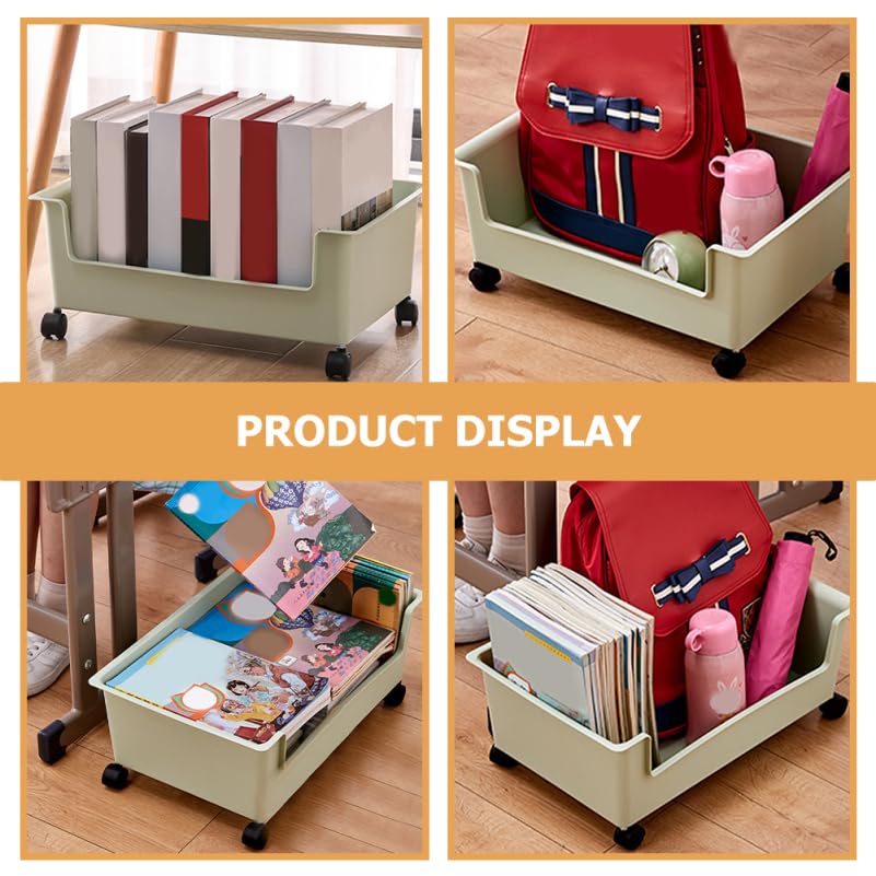 Healifty Book Storage Container on Wheels Plastic Storage Box with Wheels under Desk Bookcase for Dormitory Office and Home for Books and Sundries
