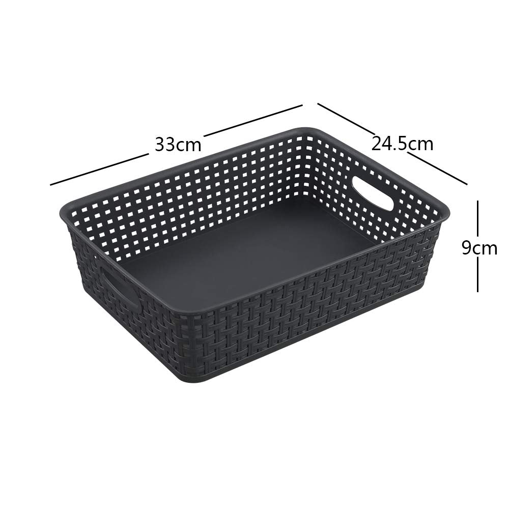 Cadineer A4 Storage Baskets, Plastic Office Paper Trays, Grey, 6 Pack