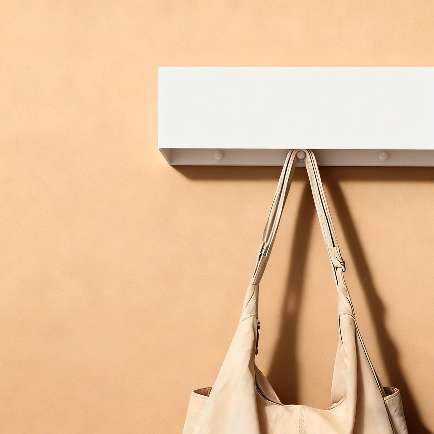 WJUAN White Wall Mounted Coat Rack with Shelf & Concealed Hooks