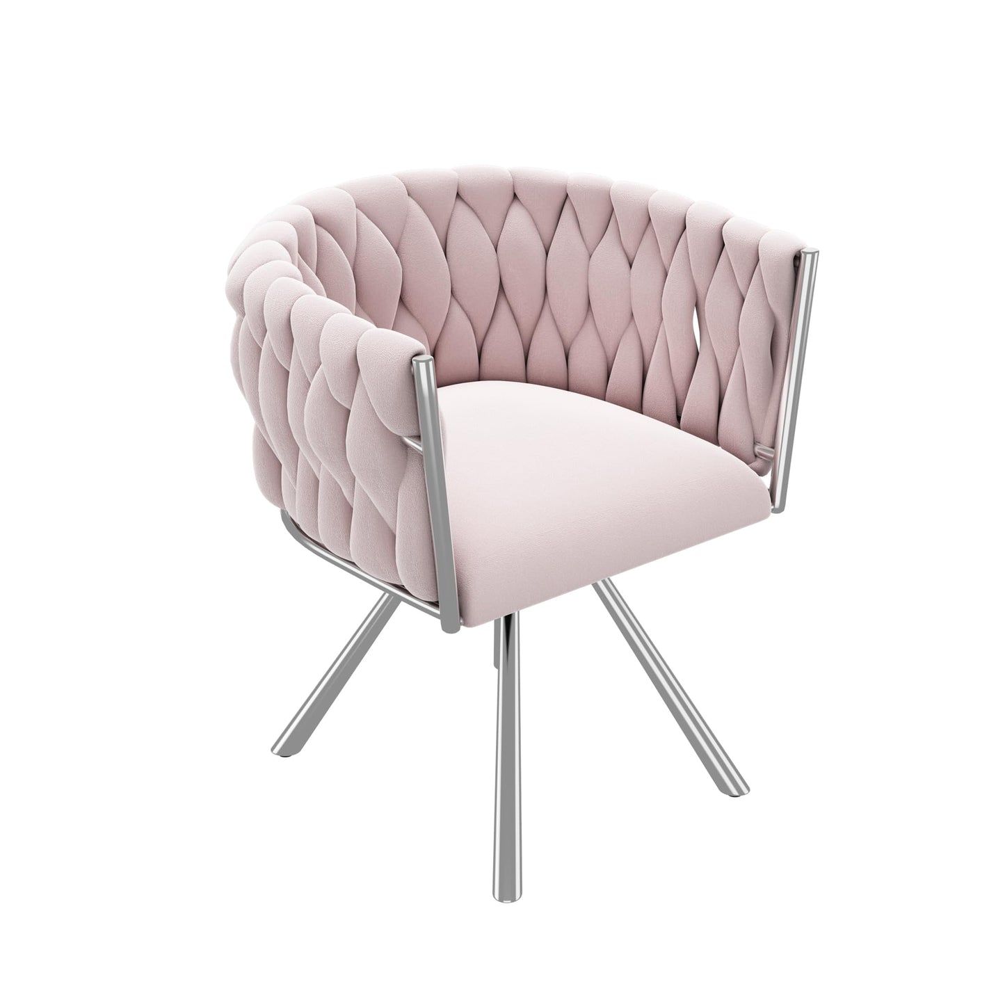 Ball & Cast 360° Swivel Dining Chair, Velvet Upholstered Desk Chairs without Wheels Ergonomic Office Chair with Arms and Metal Legs for Home Study