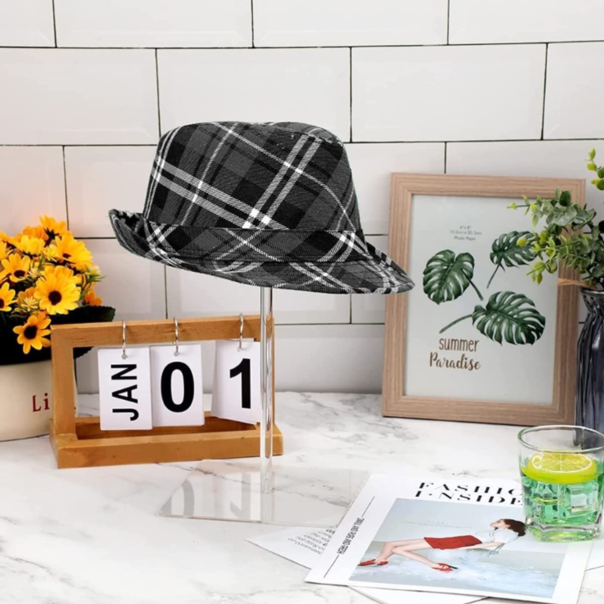 Your's Bath 2Pcs Acrylic Hat Stand Wig Display Rack Clear Hat Stand Baseball Hat Rack Multifunctional Anti-Slip Decorative Hat Display Stand